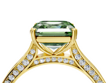 Yellow gold Fancy Green Asscher  Diamond Solitaire with Pave Band and Six-Prong Setting_4