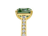 Yellow gold Fancy Green Asscher  Diamond Solitaire with Pave Band and Six-Prong Setting_5