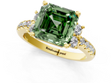 Yellow gold Fancy Green Asscher  Diamond Three-Stone Pave Band with Four-Prong Setting_18