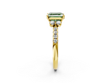 Yellow gold Fancy Green Asscher  Diamond Three-Stone Pave Band with Four-Prong Setting_19