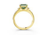 Yellow gold Fancy Green Asscher  Diamond Three-Stone Pave Band with Four-Prong Setting_20