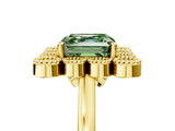Yellow gold Fancy Green Asscher  Halo Diamond Cluster Engagement Ring with Milgrain Bezel Setting and Solitaire Band_20