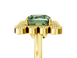 Yellow gold Fancy Green Asscher  Halo Diamond Cluster Engagement Ring with Milgrain Bezel Setting and Solitaire Band_32