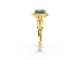 Yellow gold Fancy Green Asscher  Halo Diamond Engagement Ring with Filigree Band and Four-Prong Setting_71