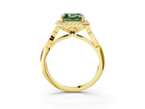 Yellow gold Fancy Green Asscher  Halo Diamond Engagement Ring with Filigree Band and Four-Prong Setting_72