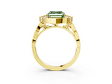 Yellow gold Fancy Green Asscher  Halo Diamond Engagement Ring with Milgrain Band and Four-Prong Setting_37