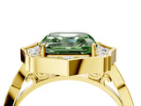 Yellow gold Fancy Green Asscher  Halo Diamond Engagement Ring with Milgrain Band and Four-Prong Setting_38