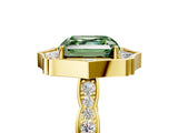 Yellow gold Fancy Green Asscher  Halo Diamond Engagement Ring with Milgrain Band and Four-Prong Setting_39