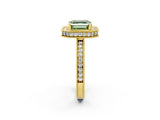 Yellow gold Fancy Green Asscher  Halo Diamond Engagement Ring with Milgrain Pave Band and Four-Prong Setting_53