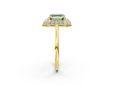 Yellow gold Fancy Green Asscher  Halo Diamond Engagement Ring with Solitaire Band and Four-Prong Setting_19