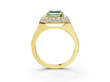 Yellow gold Fancy Green Asscher  Halo Diamond Engagement Ring with Solitaire Band and Four-Prong Setting_20