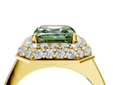 Yellow gold Fancy Green Asscher  Halo Diamond Engagement Ring with Solitaire Band and Four-Prong Setting_21