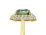 Yellow gold Fancy Green Asscher  Halo Diamond Engagement Ring with Solitaire Band and Four-Prong Setting_22