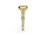Yellow gold Fancy Green Asscher  Halo Diamond Engagement Ring with Split Shank and Four-Prong Setting 2