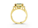 Yellow gold Fancy Green Asscher  Halo Diamond Engagement Ring with Split Shank and Four-Prong Setting 3