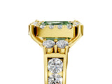 Yellow gold Fancy Green Asscher  Halo Diamond Engagement Ring with Split Shank and Four-Prong Setting 5