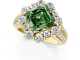 Yellow gold Fancy Green Asscher  Halo Diamond Engagement Ring with Split Shank and Prong Setting_45