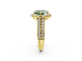 Yellow gold Fancy Green Asscher  Halo Diamond Engagement Ring with Split Shank and Prong Setting_46