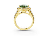 Yellow gold Fancy Green Asscher  Halo Diamond Engagement Ring with Split Shank and Prong Setting_47