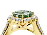 Yellow gold Fancy Green Asscher  Halo Diamond Engagement Ring with Split Shank and Prong Setting_48