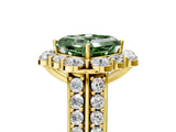 Yellow gold Fancy Green Asscher  Halo Diamond Engagement Ring with Split Shank and Prong Setting_49