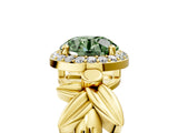 Yellow gold Fancy Green Asscher  Halo Diamond Floral Band with Four-Prong Setting_40