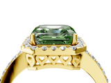 Yellow gold Fancy Green Asscher  Halo Diamond Pavé Band Ring with Prong Setting_4