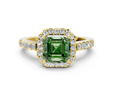 Yellow gold Fancy Green Asscher  Halo Diamond Pavé Solitaire Ring_27