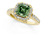 Yellow gold Fancy Green Asscher  Halo Diamond Pavé Solitaire Ring_28