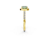 Yellow gold Fancy Green Asscher  Halo Diamond Pavé Solitaire Ring_29