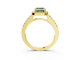Yellow gold Fancy Green Asscher  Halo Diamond Pavé Solitaire Ring_30