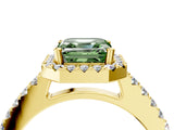 Yellow gold Fancy Green Asscher  Halo Diamond Pavé Solitaire Ring_31