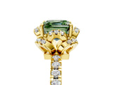 Yellow gold Fancy Green Asscher  Halo Diamond Pave Band Ring with Four-Prong Setting_20
