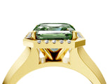 Yellow gold Fancy Green Asscher  Halo Diamond Ring with Cathedral Band and Four-Prong Setting_55