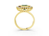 Yellow gold Fancy Green Asscher  Halo Diamond Ring with Milgrain Edge and Round Prong Setting_31