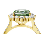 Yellow gold Fancy Green Asscher  Halo Diamond Ring with Pavé Band and Prong Setting_21
