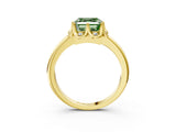 Yellow gold Fancy Green Asscher  Halo Diamond Ring with Round Cluster Setting, Solitaire Band, and Four-Prong Setting_31