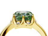 Yellow gold Fancy Green Asscher  Halo Diamond Ring with Round Cluster Setting, Solitaire Band, and Four-Prong Setting_32