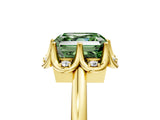 Yellow gold Fancy Green Asscher  Halo Diamond Ring with Round Cluster Setting, Solitaire Band, and Four-Prong Setting_33