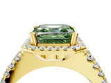 Yellow gold Fancy Green Asscher  Halo Diamond Split Shank Engagement Ring with Prong Setting_109