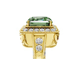Yellow gold Fancy Green Asscher  Halo Diamond Split Shank Ring with Milgrain Detail_55