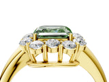 Yellow gold Fancy Green Asscher  Halo Milgrain Solitaire with Bezel Set Side Stones and Pave Band_36