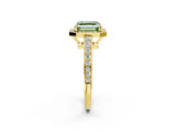 Yellow gold Fancy Green Asscher  Halo Pavé Diamond Engagement Ring with Bezel Setting_19