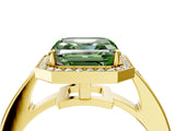 Yellow gold Fancy Green Asscher  Halo Pavé Diamond Engagement Ring with Bezel Setting_21