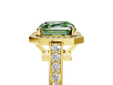 Yellow gold Fancy Green Asscher  Halo Pavé Diamond Engagement Ring with Bezel Setting_22