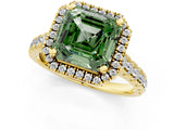 Yellow gold Fancy Green Asscher  Halo Pavé Diamond Engagement Ring with Four-Prong Setting_26