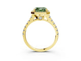 Yellow gold Fancy Green Asscher  Halo Pavé Diamond Engagement Ring with Four-Prong Setting_28