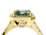 Yellow gold Fancy Green Asscher  Halo Pavé Diamond Engagement Ring with Four-Prong Setting_29