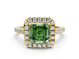 Yellow gold Fancy Green Asscher  Halo Pavé Diamond Engagement Ring with Four-Prong Setting_3