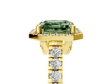 Yellow gold Fancy Green Asscher  Halo Pavé Diamond Engagement Ring with Four-Prong Setting_30